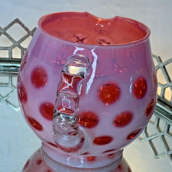 SOLD Fenton Cranberry Coin Dot Pitcher Tumblers - Picture 4 of 12